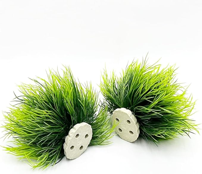 Smoothedo-Pets Aquarium Plants Fish Tank Decorations 2pcs Small Size/3.5inch Ornament Plastic Artificial Plant Goldfish Waterscape Fish Hides Mini Grass Set (2pcs/Green)