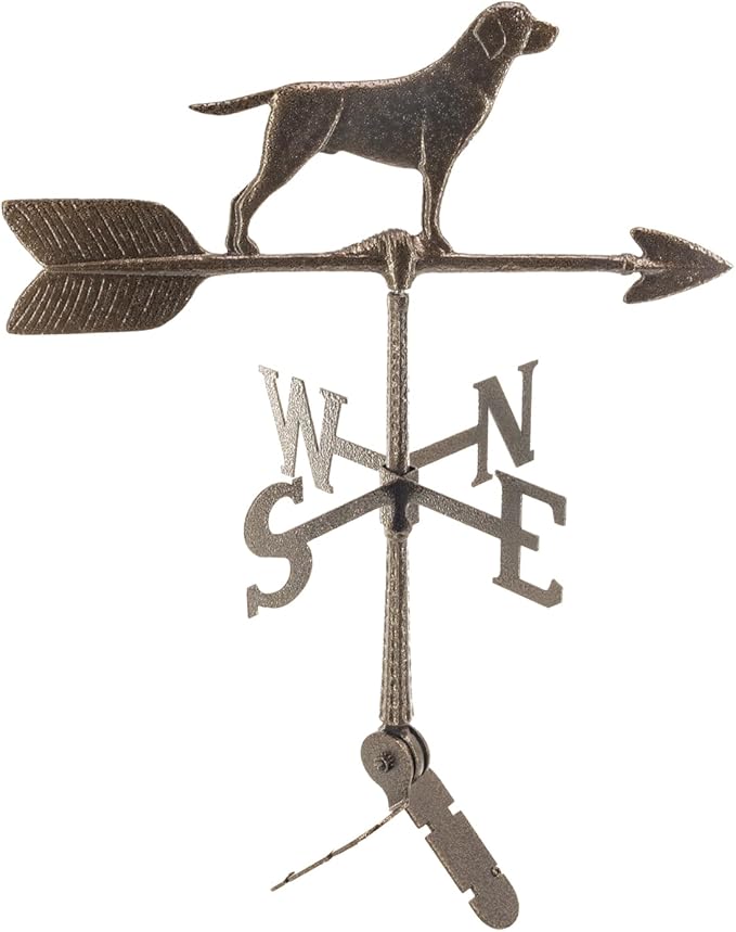 Montague Metal Products - Weathervane - Cast Aluminum Weathervane -Includes Roof Mount - 6 Colors Available (Retriever, Hammered Bronze)