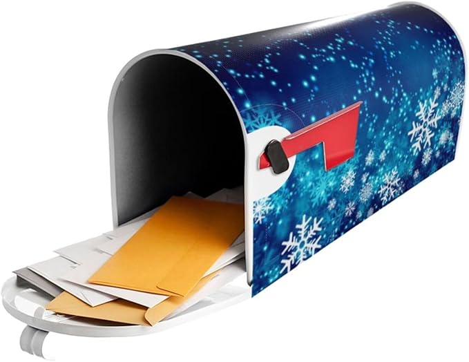 DADABULIU Mailbox Covers Christmas Snowflake Blue Xmas Winter Magnetic Letter Post Box Cover Standard Size 21 x 18 Inch Garden Yard Home Decorative
