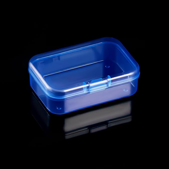 Goodma 30 Pieces Mini Rectangular Plastic Boxes Empty Storage Organizer Containers with Hinged Lids for Small Items and Other Craft Projects (Blue, 2.6 x 1.8 x 0.8 inch)