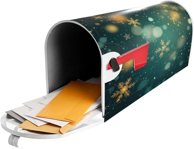 Festive Magnetic Mailbox Cover Snowflake Winter Outdoor Mailbox Protector Holiday Seasonal Decorative Garden Yard Home Standard Size 21 x 18 Inch