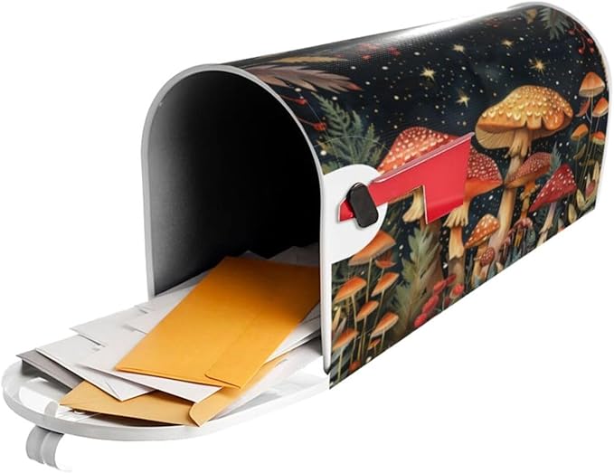 DADABULIU Mailbox Covers Mushroom Forest Vintage Magnetic Letter Post Box Cover Standard Size 25.5 x 21 Inch Garden Yard Home Decorative