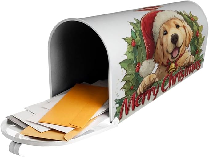 Christmas Dog Mailbox Covers Magnetic Letterbox Covers 21x18 Inch for Garden Outdoor Decoration