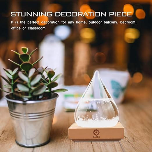Storm Glass Weather Predictor,Christmas Snow Globe Storm Glass Barometer Weather Predictor, Home and Office Decorative Glass Bottles, Christmas Unique Gifts for Her (M)