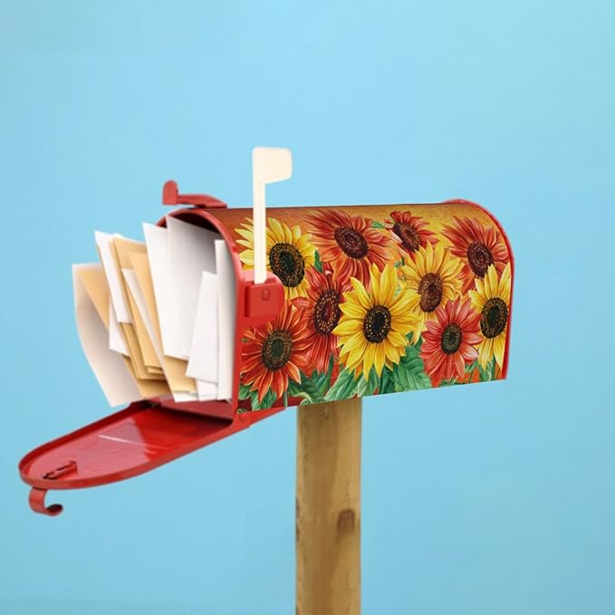 Giwawa Sunflower Mailbox Cover Autumn Mail Box Covers Fall Mailbox Covers Magnetic Standard Size 18 x 21 Thanksgiving Decorations Outdoor Welcome Mailbox Wrap