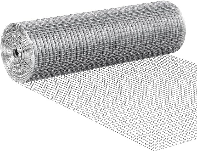 VEVOR Hardware Cloth, 1/2 inch 24in x 50 ft 19 Gauge, Hot Dipped Galvanized Wire Mesh Roll, Chicken Wire Fencing, Wire Mesh for Rabbit Cages, Garden, Small Rodents