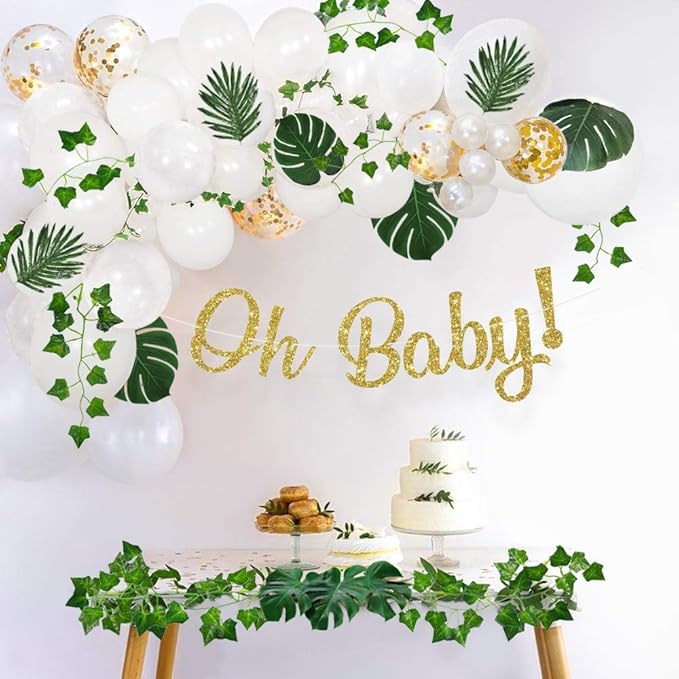 Flojery 78Ft 12pcs Silk Artificial Ivy Vine Hanging Leaves Plant Greenery Decor Party Home Garden Wedding Wall Decor (Green)