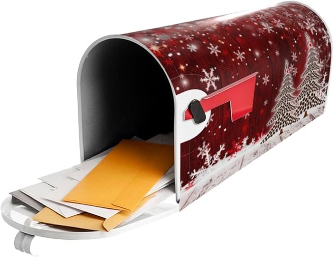 Christmas Mailbox Covers Xmas Tree Snowflake Magnetic Letter Post Box Cover Standard Size 21 x 18 Inch Garden Yard Home Decorative