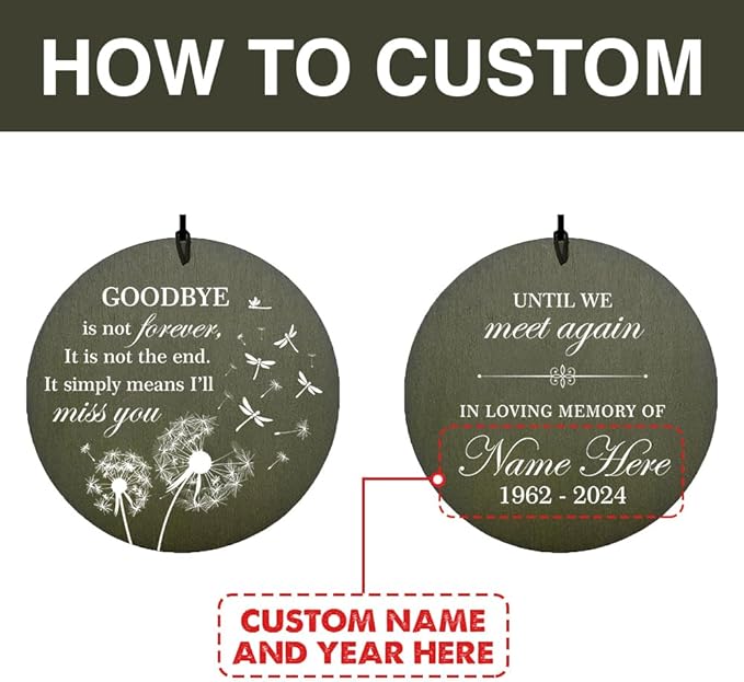 Personalized Sympathy Wind Chimes, Memorial Gifts, 36inch Deep Tone Wind Chimes for Loss of Loved Ones, Commemorative Wind Chime for Mom/Dad/Friends (Produced in USA)