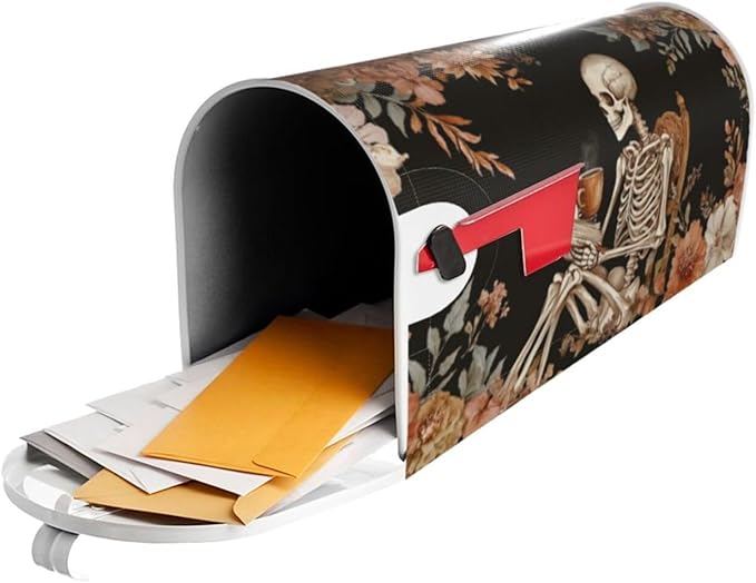 DADABULIU Mailbox Covers Skull Flower Book Boho Magnetic Letter Post Box Cover Standard Size 21 x 18 Inch Garden Yard Home Decorative