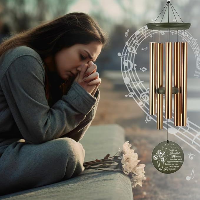 Personalized Sympathy Wind Chimes, Memorial Wind Chime, Wind Chimes for Loss of Loved Father/Mother/Lover, Commemorative Sympathy Bereavement Gifts for Condolences/Funeral, Product in USA