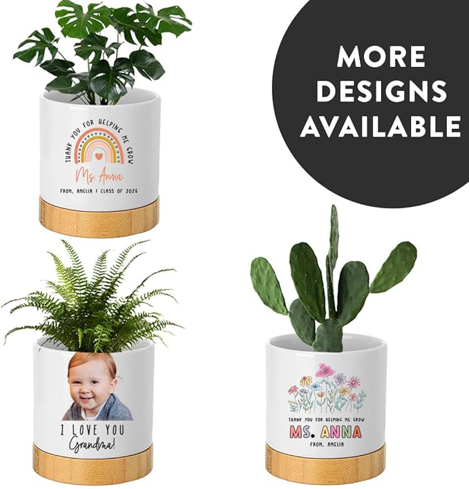 Andaz Press 4" Fully Personalized Garden Pot with Photo, Garden Custom Flower Pot, Garden Personalized Pots for Plants with Drainage Hole, Valentines Day, Birthday, Anniversary, Retirement Gifts