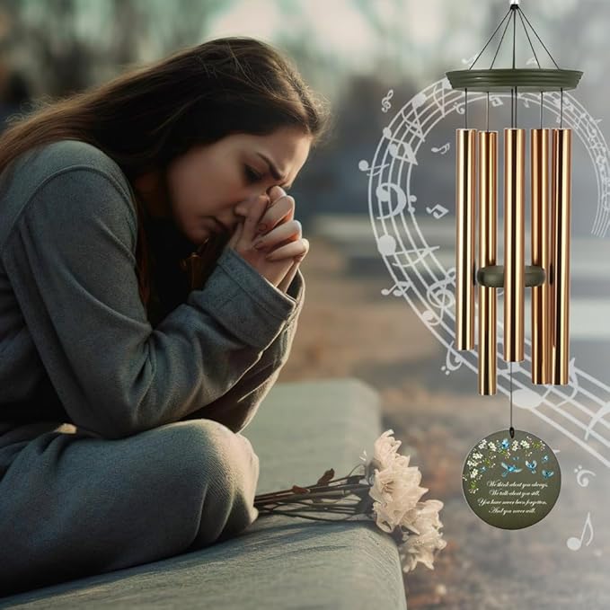 Personalized Sympathy Wind Chimes, Sympathy Memorial Gifts for Loss of Father, Remembrance Windchimes Loss of A Loved One, Memory Bereavement & Funeral Gifts, Product in USA