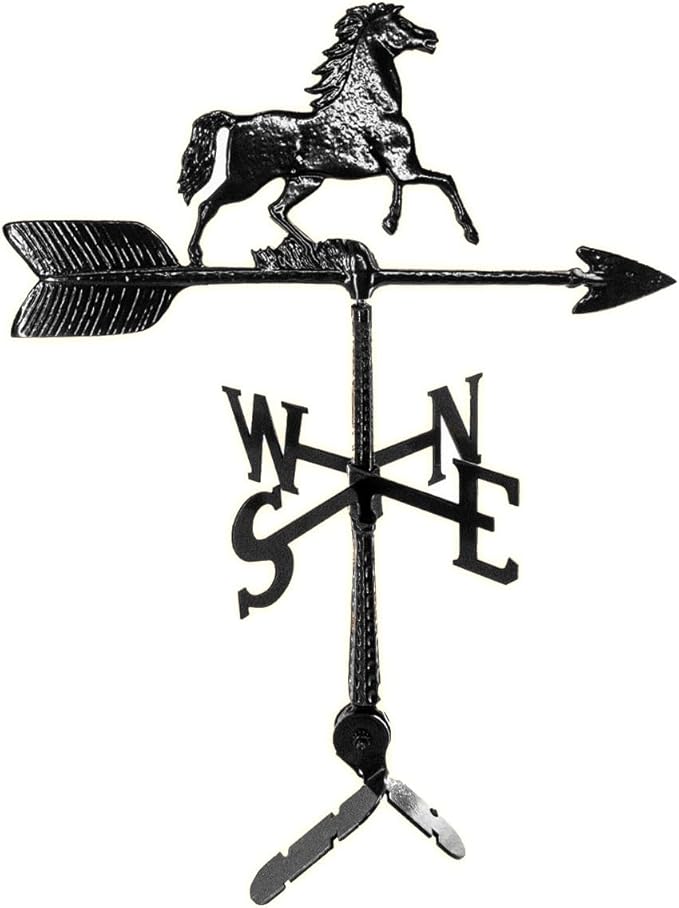Montague Metal Products - Weathervane - Cast Aluminum Weathervane -Includes Roof Mount - 6 Colors Available (Horse, Black)