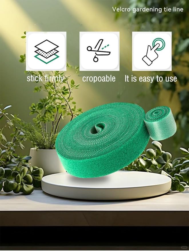 Plant Tape 32 Ft Green Garden Twist Ties for Plants, 13/16 Inch Plant Supports for Climbing Plants, Home and Office