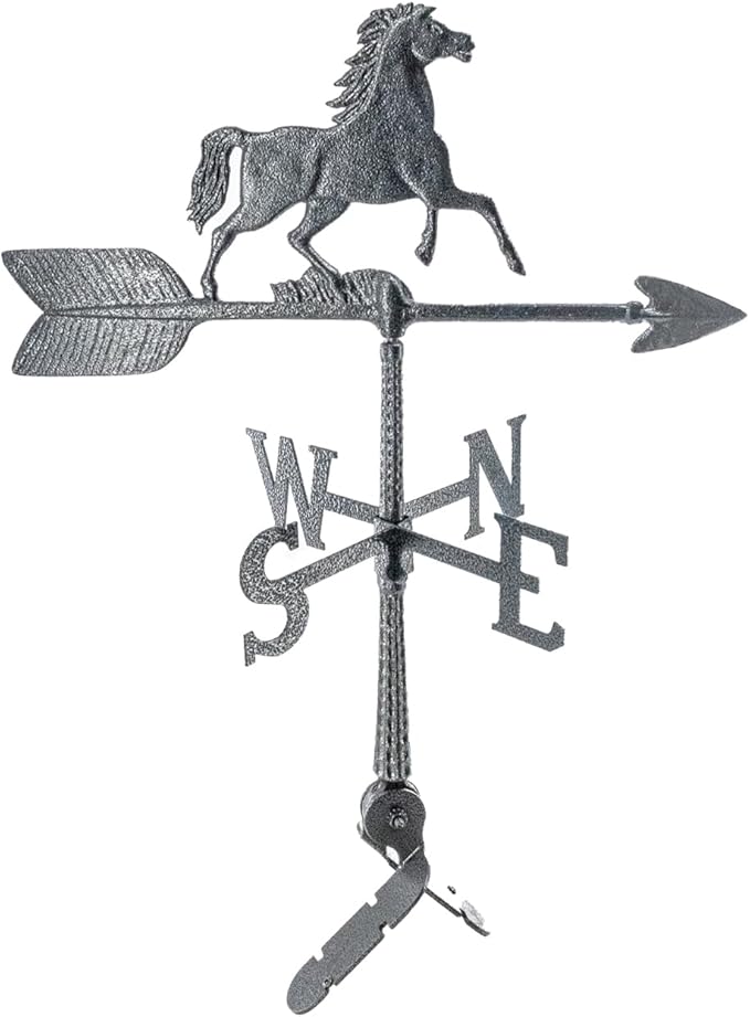 Montague Metal Products - Weathervane - Cast Aluminum Weathervane -Includes Roof Mount - 6 Colors Available (Horse, Swedish Iron)