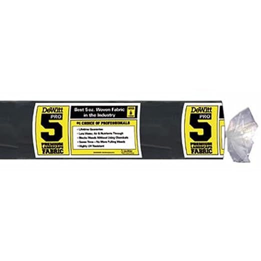 Dewitt Pro-5 Weed-Barrier Woven Landscape Fabric, 5 oz, Black, 3' x 250' - Heavy-Duty Growth Control, Water & Nutrient Permeable Ground Cover for Gardens, Pathways & Commercial Landscaping