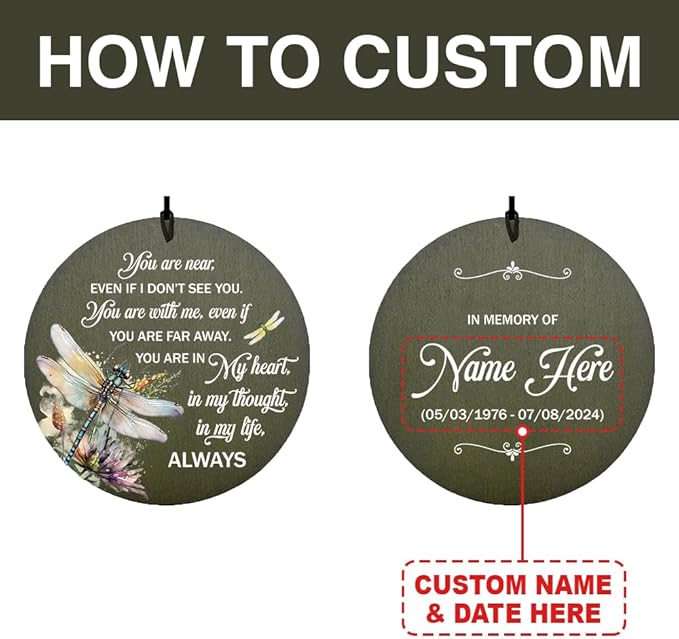 Personalized Memorial Wind Chimes, for Loss of Mom, Wind Chime Loss Loved One, in Loving Memory Personalized Wind Chime, Bereavement/Sympathy/Memorial Gifts for Remembrance, Product in USA