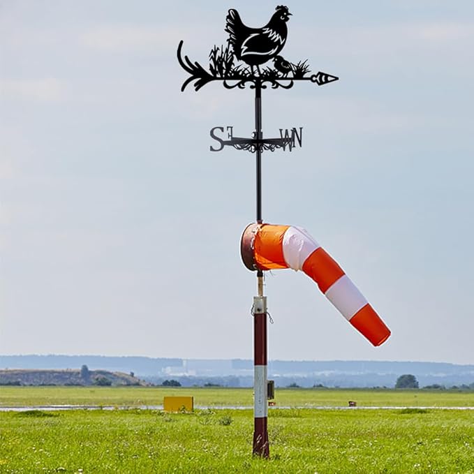 SUPERDANT Hen Weather Vane Chicken Wind Vanes for Yard Animals Metal Weathervane Roof Mount for Gardens Outside Black Weathervanes Farmhouse Farm Barn Sheds Patio Coop Outdoor Decorations