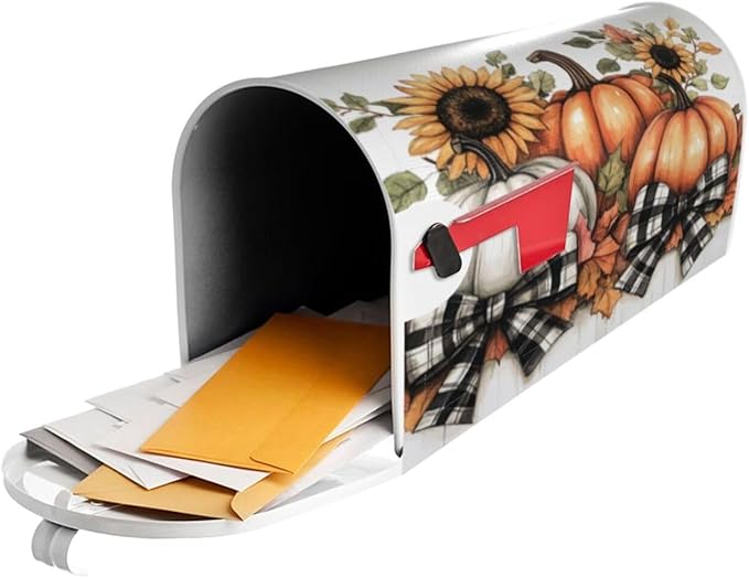 Mailbox Covers Pumpkin Sunflower Fall Thanksgiving Pumpkin Sunflower Fall Thanksgiving Magnetic Letter Post Box Cover Standard Size 21 x 18 Inch Garden Yard Home Decorative