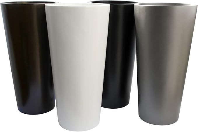 Dublin Tall Round Cylinder Fiberglass Planter D13 x H26, Matte White