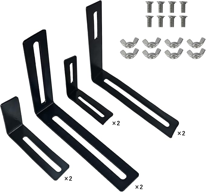 Adjustable Planter Box Brackets, Window Boxes Planters, Heavy-Duty Planters Hanging Flower Box Holders,for Mounting Railing Windowsills, Garden, Fences, and Balcony (2 Pack Black)
