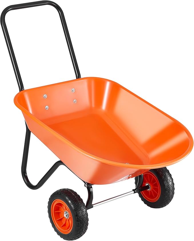 VEVOR Wheelbarrow Cart, 5 Cu. Ft. Load & 397 lbs Capacity, 2 Wheels Garden Dump Cart, Garden Wagon with Handle & 10" Wide Track Wheels, Easy Loading Utility Yard Cart & Wagons for Outdoor Lawn Yard