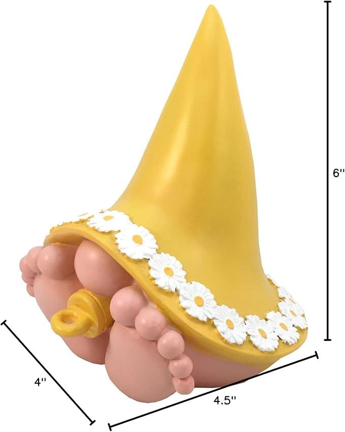 GlitZGlam Giant Baby Gnome for The Enchanted Gnome and Fairy Garden (6 Inches Tall) (Yellow)
