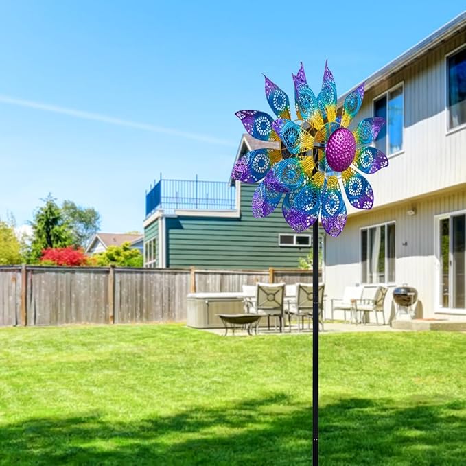 Large Wind Spinners Outdoor,Wind Spinner for Yard Metal Wind Sculptures & Spinners 82.8 Inch Windmill Kinetic Yard Art for Patio,Lawn & Garden Decor