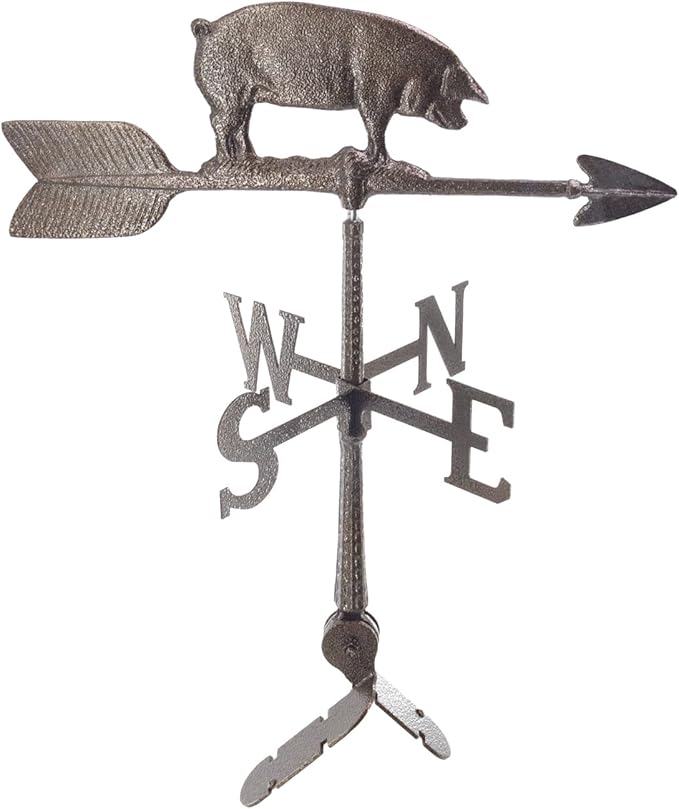 Montague Metal Products - Weathervane - Cast Aluminum Weathervane -Includes Roof Mount - 6 Colors Available (Pig, Hammered Bronze)