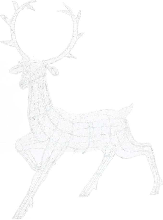 LuxenHome Lighted Reindeer Christmas Outdoor Yard Decorations, Prelit Runing Reindeer Indoor & Outdoor Christmas Decor with 300 LED Lights, Xmas Decorations for Front Porch, Lawn, Garden Display