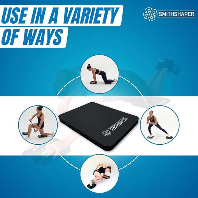 SmithShaper® SUPER PAD Thick Exercise Knee Mat (25.4mm) Cushions Knees and Elbows During Ab Rollouts (ab rolls), Knee Pushups and Planks Workouts/Yoga | Durable, Soft Nitrile Rubber | Resists Odors