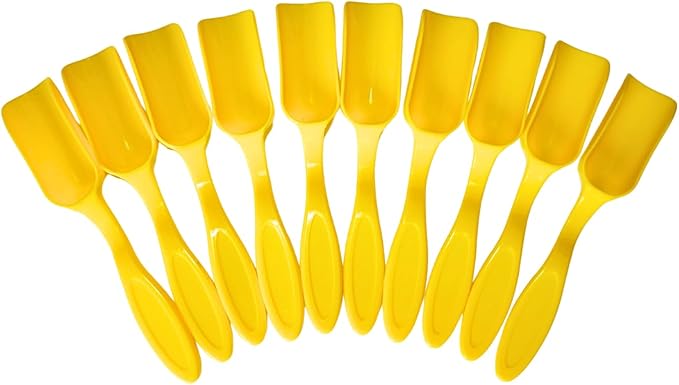 10Pcs NINGDAN Mini Shovel,Plastic Mini Gardening Shovel Spoons Soil Scoops,Cultivation Digging Transplanting Tools for Succulents Potted Flowers,Milk Powder/Coffee Beans Scoops (All Yellow)