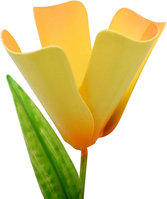 4Pcs Metal Flower Garden Stakes, 16.25" H Rustic Tulips Yard Stake Decorative Spring Outdoor Garden Decor Planter Flower Pot Metal Flower Stick for Patio,Lawn,Yard,Pathway (Tulips)