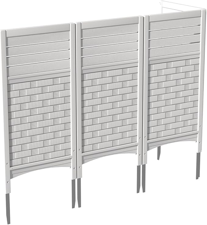 KINYING Air Conditioner Fence Privacy Screen,4 Panels Pool Equipment Trash Can Enclosure Screen for Outdoor,Resin Fence Panels Kit,45" (H) x 22" (W) Per Panel, White