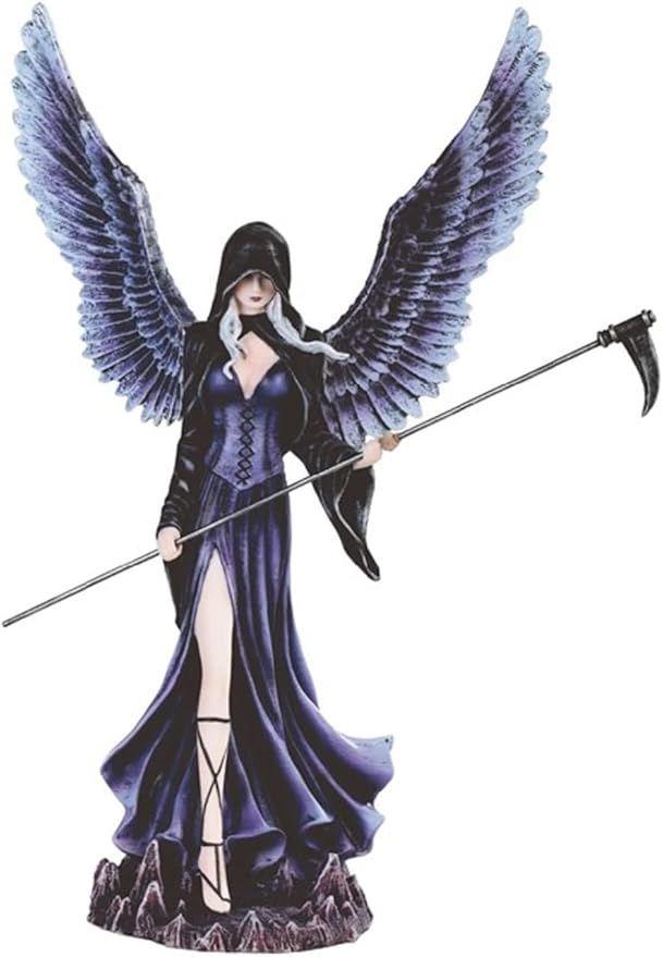 ICE ARMOR 12.25" H Gothic Dark Angel Fairy with Scythe Statue Fantasy Decoration Figurine, Multicolor (78GSC92074)