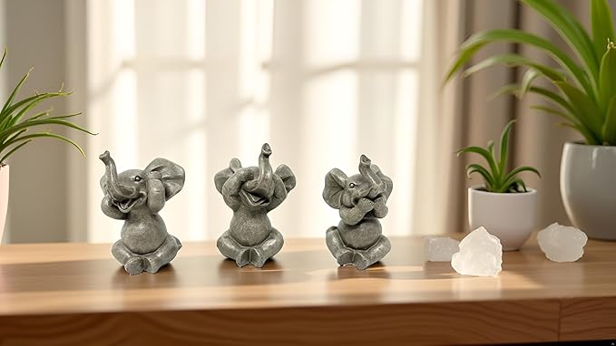 Nature's Mark Baby Elephants See No Evil, Hear No Evil Resin Statue Figurine Home Decorative Accent Decor