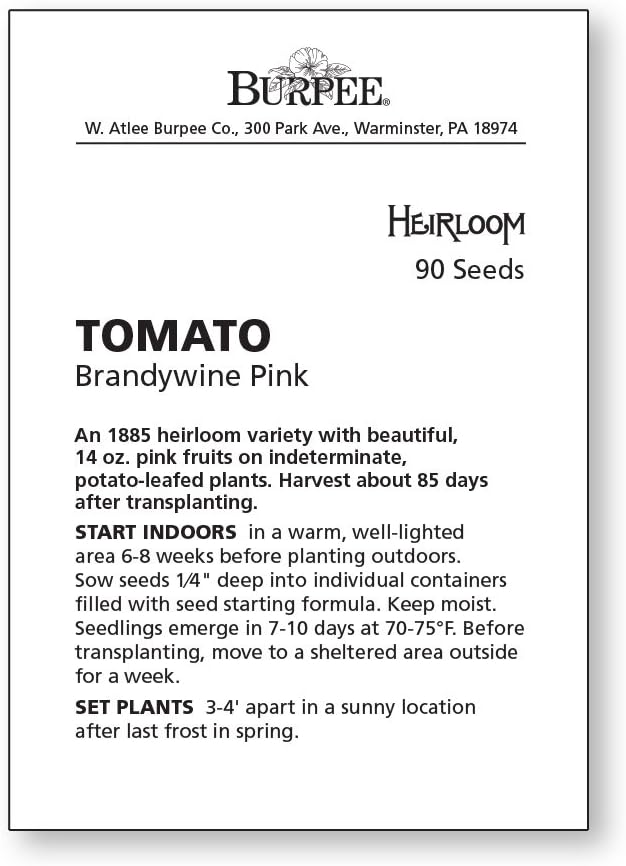 Burpee 'Brandywine', Pink Beefseak Tomato, 90 Non-GMO Seeds
