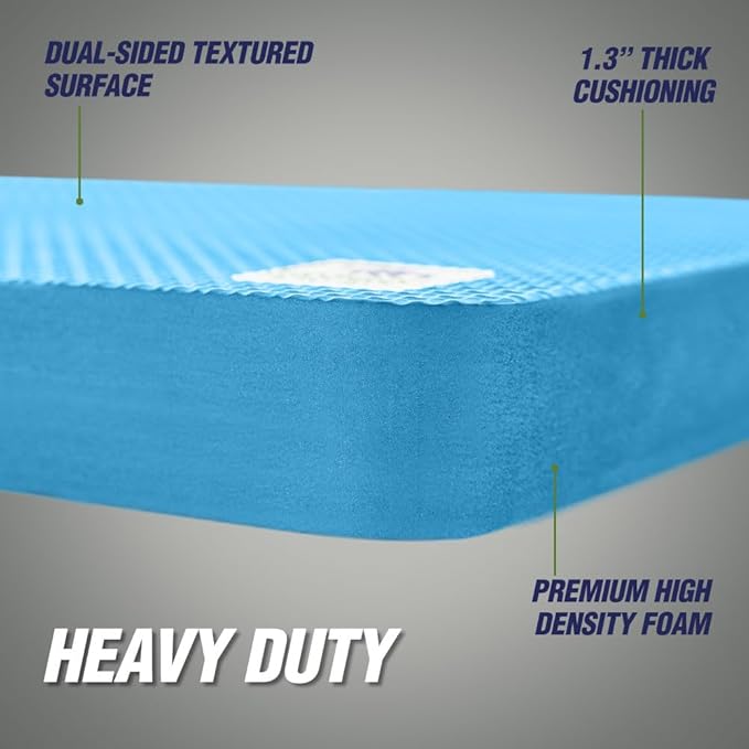 Rugged Rhino Heavy Duty Patent Pending Kneeling Pad, 2 PK, Shock Absorbent Thick Knee Pads, Holds Up to 300 lbs, Protect Knees from Hard Concrete Surfaces, for Mechanics, Gardening, Gym, Bright Blue