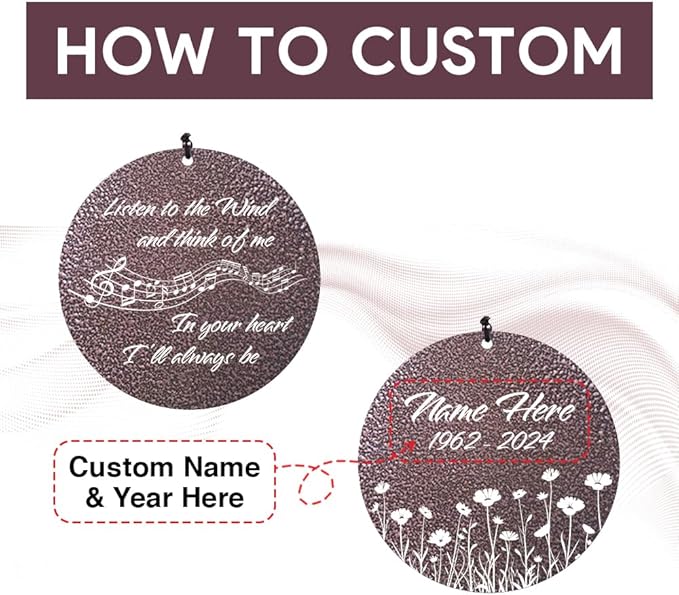 Personalized Sympathy Wind Chime, Memorial Wind Chimes for Loss of Loved One, Bereavement in Memory Wind Chimes, Sympathy Gifts in Memory of Father, Mother or a Loved One, Product in USA