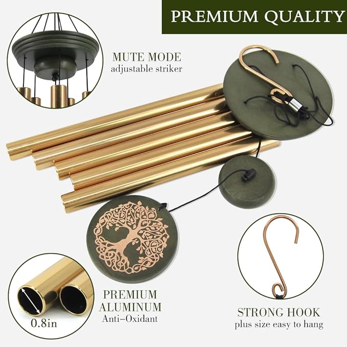 Wind Chimes for Outside, 30 Inch Memorial Windchimes for Loss of Loved One Engrave Tree of Life, Sympathy Wind Chimes Gifts, Garden Home Yard Hanging Decor