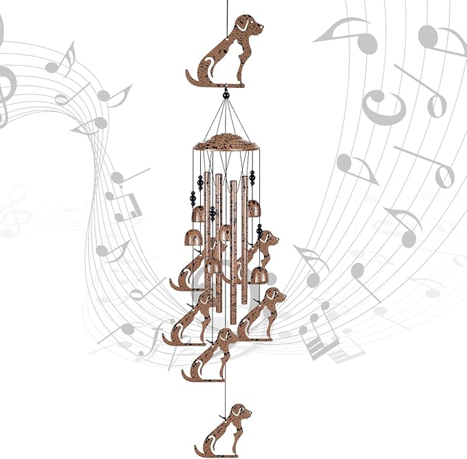 37" Dogs Wind Chimes for Garden,Home,Balcony,Yard,Outdoor Decor, Sympathy Wind Chimes, Wind Catcher, Dog Lovers Chimes,Blessing Wind Bell,Dog Decoration Gifts for Mom, Grandma, Family, Women, Friend