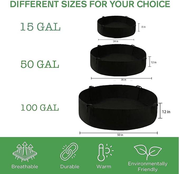 2-Pack 50 Gallon Plant Grow Bags, Large Fabric Raised Garden Bed with Handles,Durable Garden Beds Planters Aeration Gardening Container to Grow Vegetables for Outdoor Plants