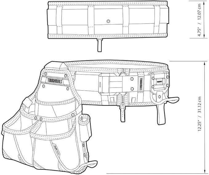 ToughBuilt ClipTech Series – 3-Piece Pro Framer Tool Belt Set, ClipTech™ Modular System with 2 Professional Pouches and Padded Belt, 1680D Heavy-Duty Construction (TB-CT-102-3P)