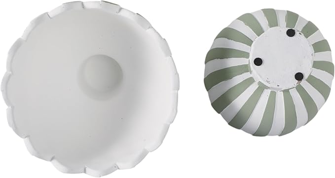 Striped Flower Pots and Planters for Home Decor – Modern Indoor or Outdoor Pots for Plants Perfect for Orchids, Herbs, or Ferns – Chic Pot for Indoor Plant Stand; Set of 2 – 8", 6" Green & White