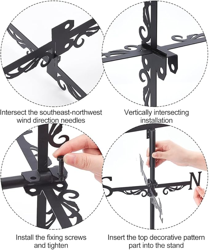 SUPERDANT Feather Weather Vane for Roof Mount Metal Weathervane Wind Vanes for Outside Roof Decor Black Wind Decorative Signs for Farmhouse Yard Farm Barn Sheds Garden Patio Decorations