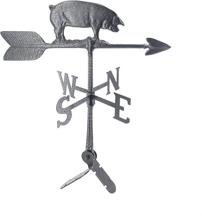 Montague Metal Products - Weathervane - Cast Aluminum Weathervane -Includes Roof Mount - 6 Colors Available (Pig, Swedish Iron)