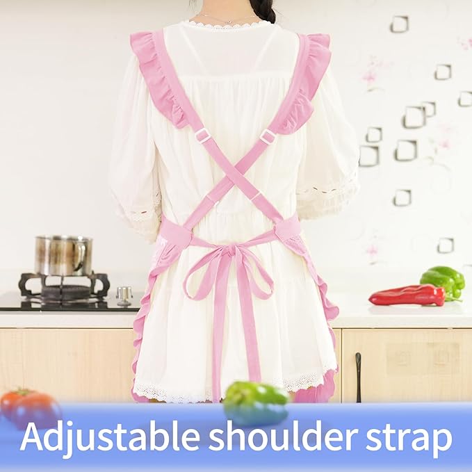 Vintage Pinafore Apron Dress for Women with Pockets Cute Floral Chef Aprons for Kitchen Cooking Baking Gardening