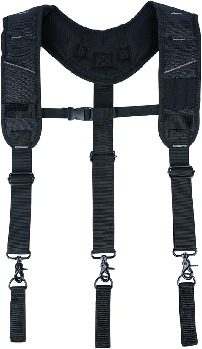 KUNN Tool Belt Suspenders,Heavy Duty 3-Points Padded Construction Work Pouch Suspender for Men with Tool Belt Loops