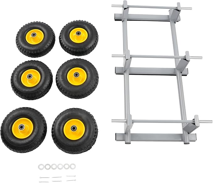 Steel Garden Cart, 1200 lbs Dump Wagon with Six 10" All Terrain Inflatable Wheels Heavy Duty Utility Outdoor Hauling Wheelbarrow for Yard Lawn Farms Gardening, 35.5 x 18in Garden Wagon Dolly, Grey